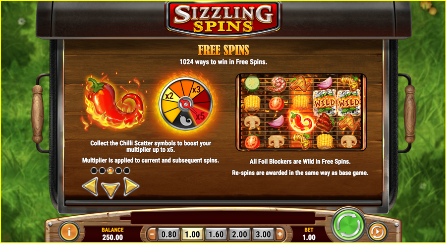 Sizzling Spins Paytable 4